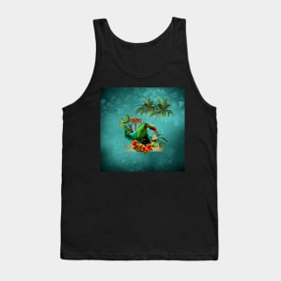 Tropical design with cute toucan with a drink and palm trees Tank Top